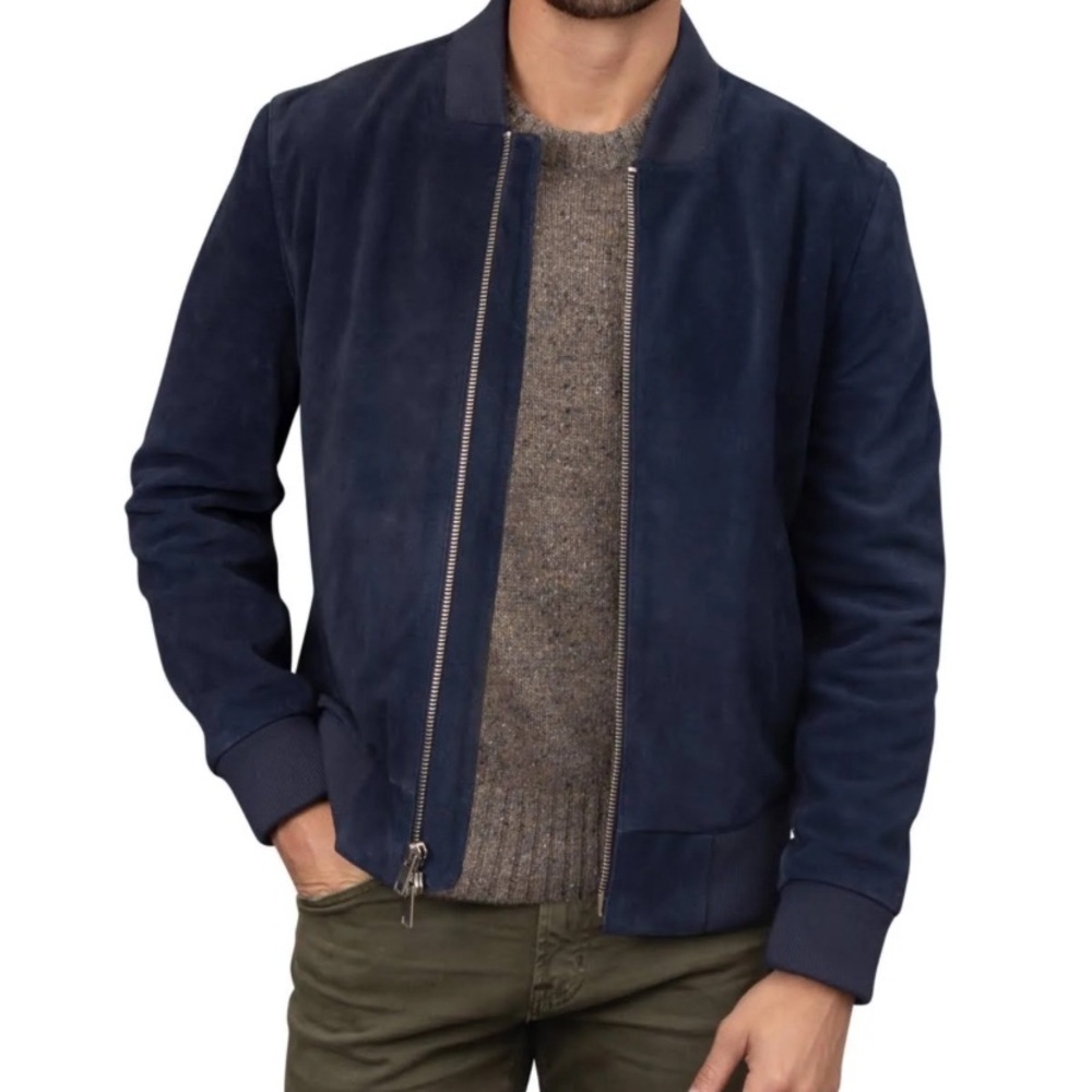 Bagatelle Sz S Olive Green Men’s Suede Bomber Jacket